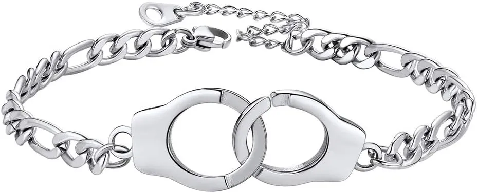PROSTEEL Trendy Handcuffs Design/Customize Words Ankle Bracelet For Women, 316L Stainless Steel Anklets Silver/Gold/Black Tone, Hypoallergenic, Come with Box