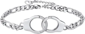 PROSTEEL Trendy Handcuffs Design/Customize Words Ankle Bracelet For Women, 316L Stainless Steel Anklets Silver/Gold/Black Tone, Hypoallergenic, Come with Box