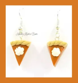 Pumpkin Pie Dangle Earrings, Fall Thanksgiving