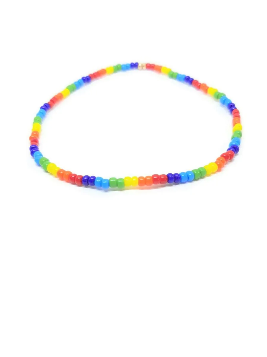 Rainbow seed bead elastic bracelet/anklet. Pride, LGBTQ  jewelry.