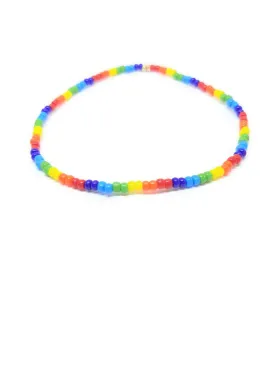 Rainbow seed bead elastic bracelet/anklet. Pride, LGBTQ  jewelry.