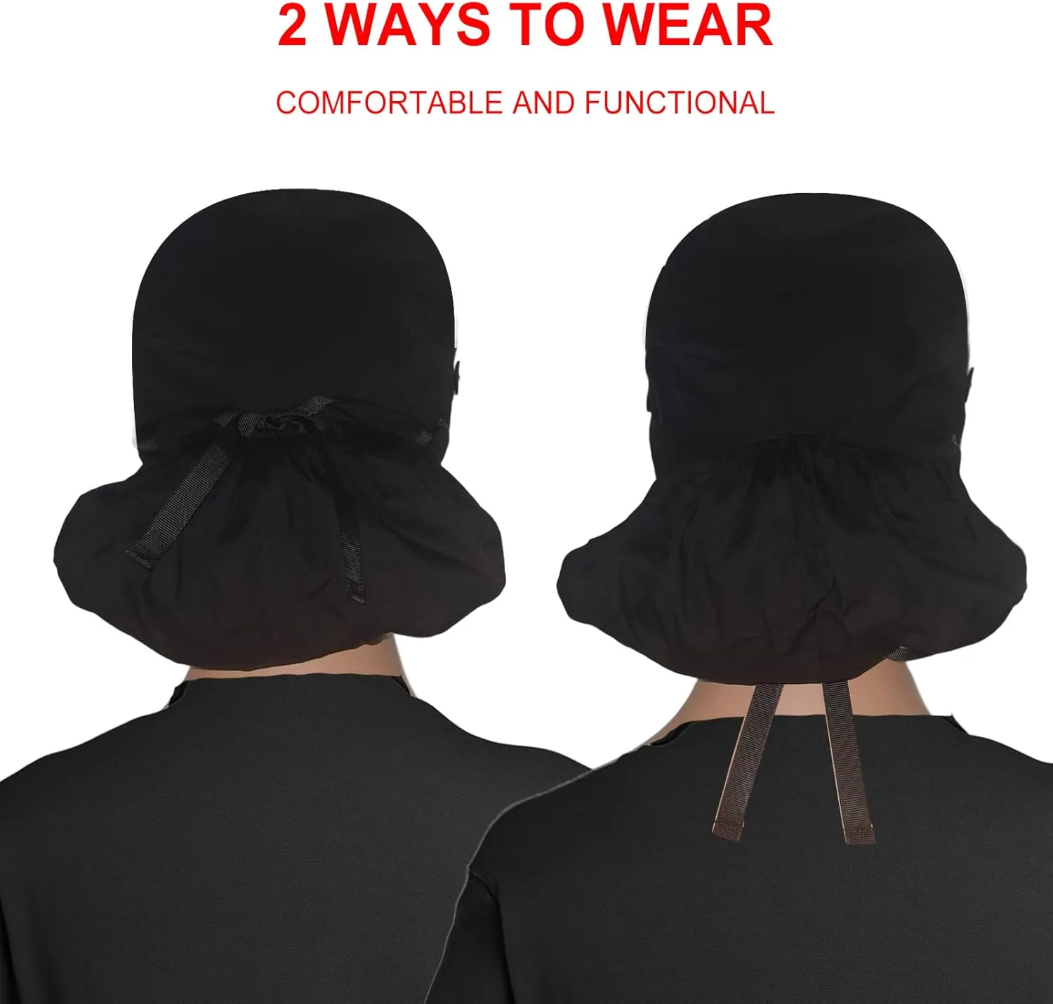 Scrub Cap with Buttons - Cotton Hat with Sweatband, Adjustable Tie Back for Ponytail (Randomly Paired with Hair Ring)