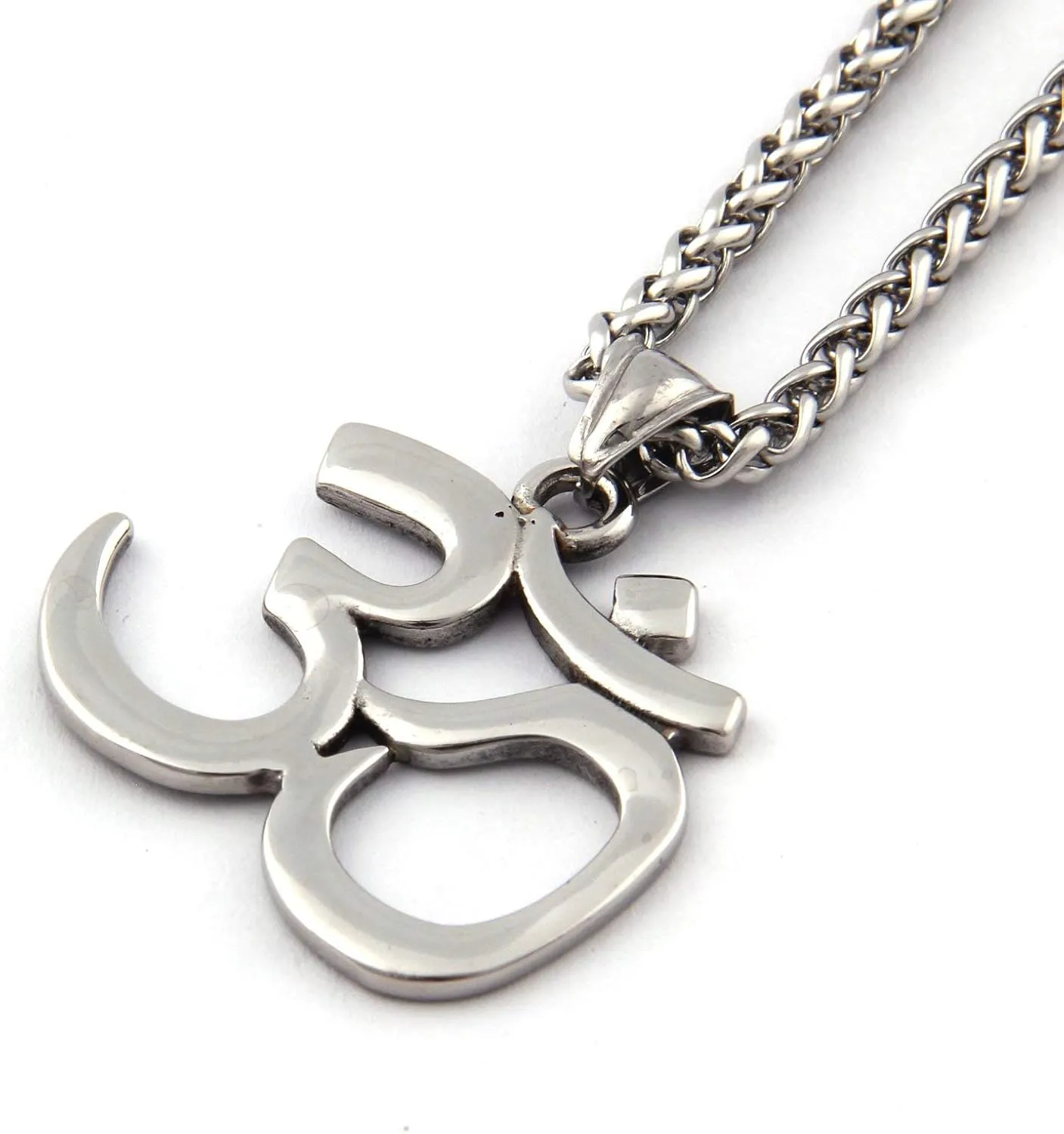 Stainless Steel Aum Om Pendant Necklace Yoga Hindu Spiritual Amulet Charm Jewelry Accessory Men women