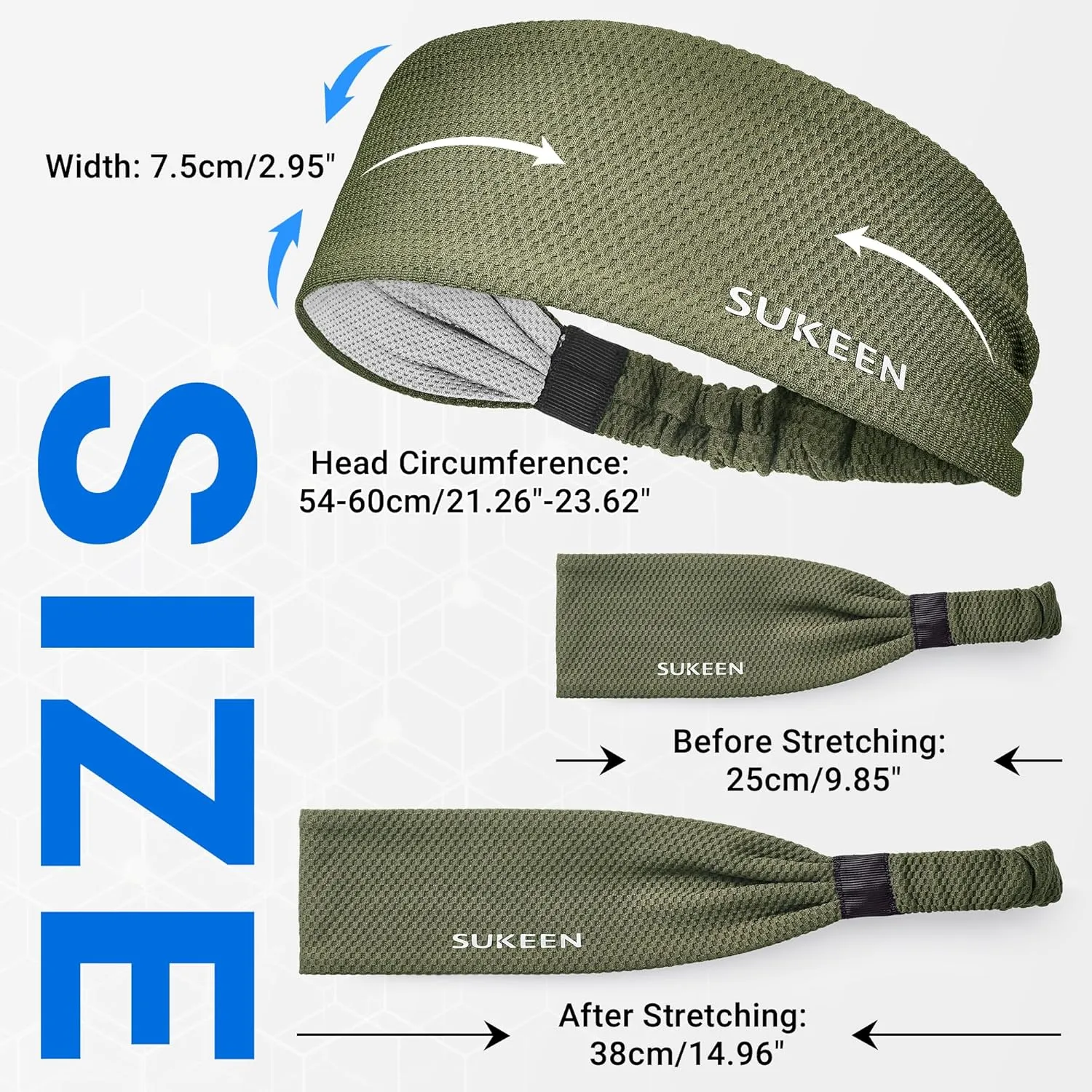Sukeen Workout Headbands for Women, Moisture Wicking Sweat Band Headbands Non Slip, Elastic Sweatbands Sports Headband for Yoga, Running, Gym Fitness