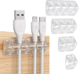Syncwire Clear Cable Clips - Cord Holders - Self Adhesive Cable Management Organizer - Home, Office, Cubicle, Car, Nightstand, Desk Accessories - Gift Ideas Men, Women, Dad, Mom (5 Packs/15 Slots)