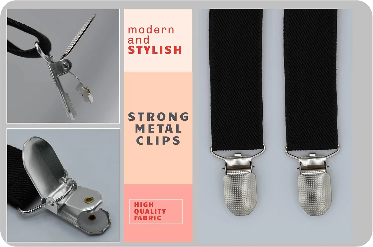 trilece Suspenders for Men Adjustable Y Back Men's Women's Costume Tuxedo Dress Suspender 3 Strong Clips