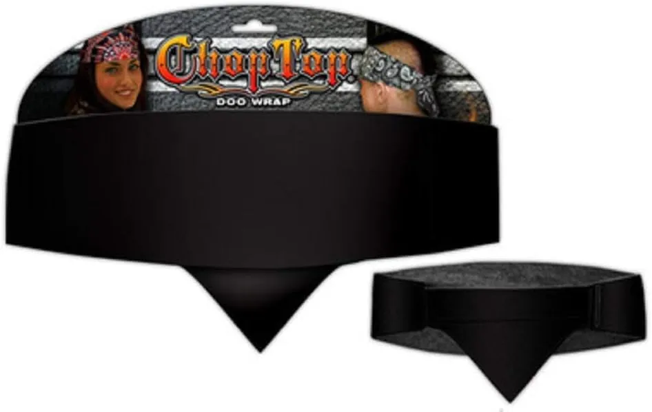 Unisex Black One Size Multisport Chop Top Biker Bandanna Style Headbands Head Wrap with Adjustable Hook and Loop Closure and Absorbent Terrycloth Sweatband