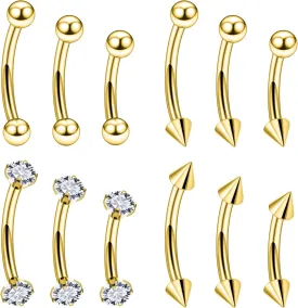 Vsnnsns Rook Daith Piercing Jewelry 16G Stainless Surgical Steel Curved Barbell Eyebrow Rings Vertical Labret Lip Piercing Jewelry Rook Daith Earrings for Women Men 6MM 8MM 10MM Hypoallergenic