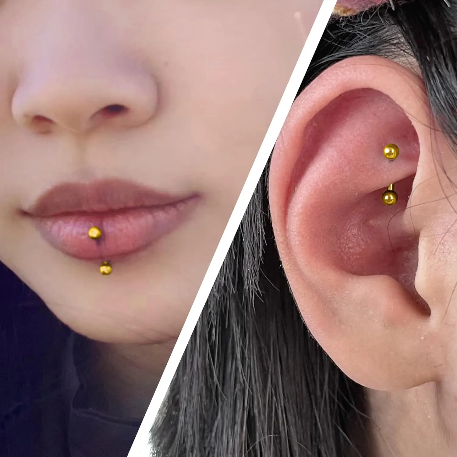 Vsnnsns Rook Daith Piercing Jewelry 16G Stainless Surgical Steel Curved Barbell Eyebrow Rings Vertical Labret Lip Piercing Jewelry Rook Daith Earrings for Women Men 6MM 8MM 10MM Hypoallergenic
