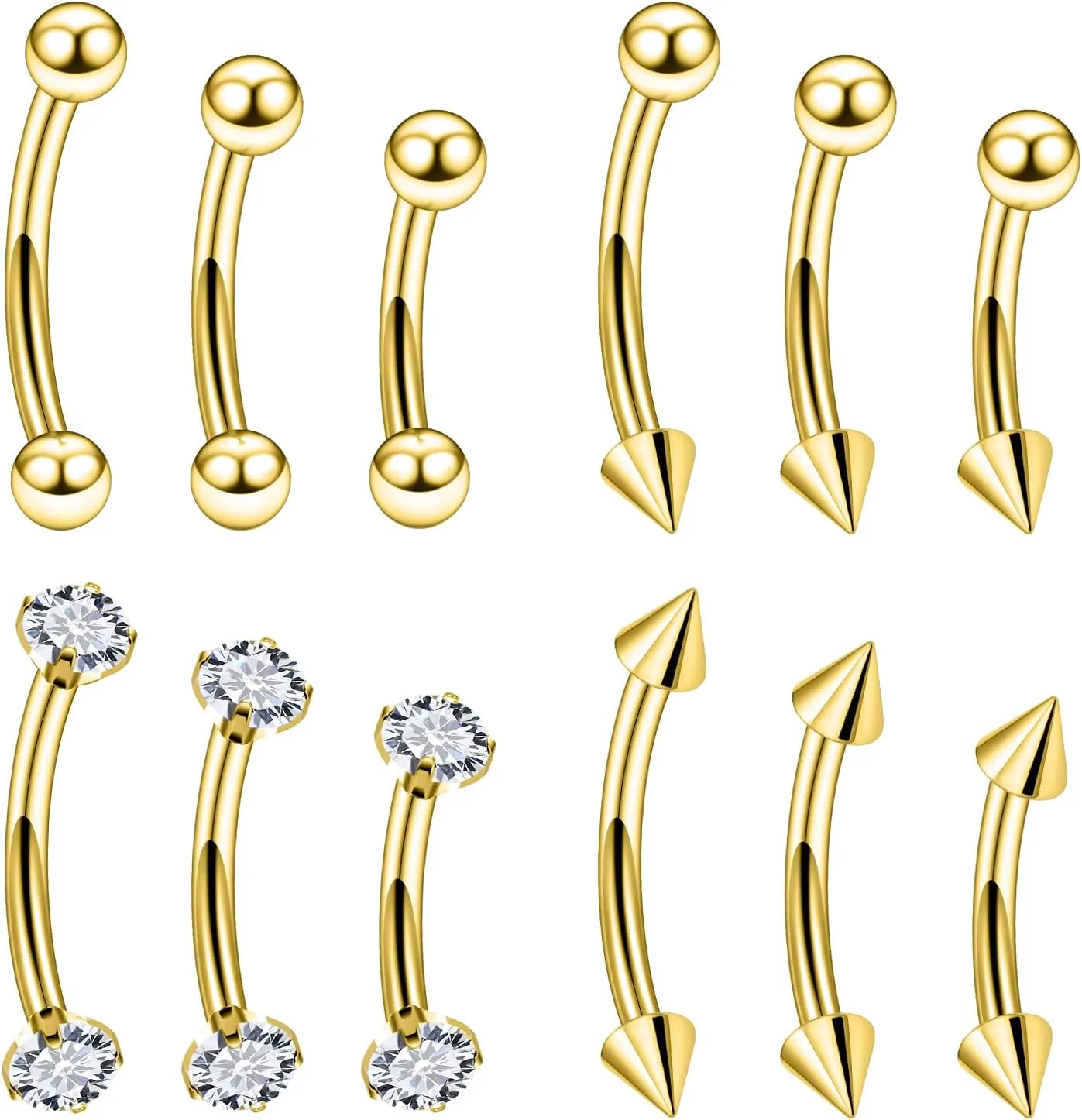 Vsnnsns Rook Daith Piercing Jewelry 16G Stainless Surgical Steel Curved Barbell Eyebrow Rings Vertical Labret Lip Piercing Jewelry Rook Daith Earrings for Women Men 6MM 8MM 10MM Hypoallergenic