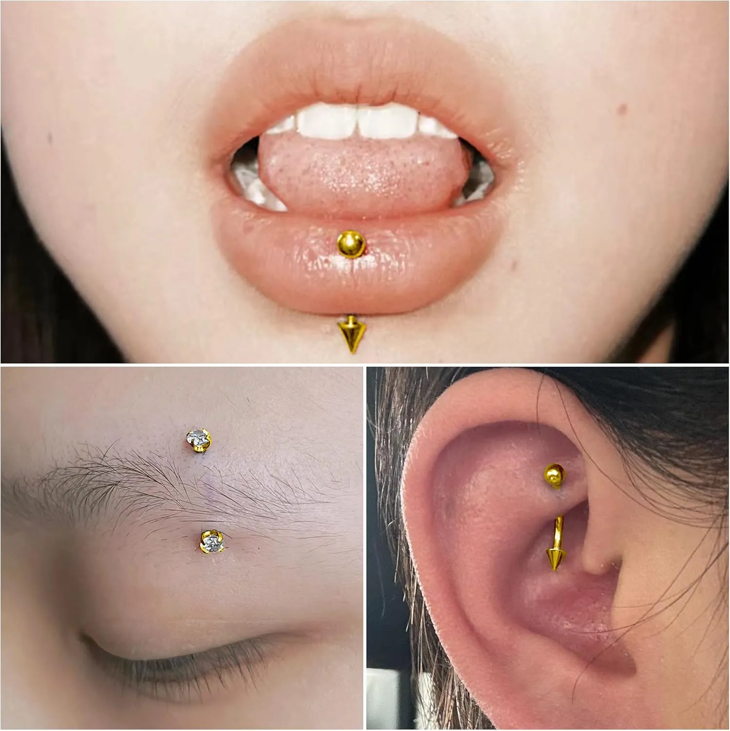 Vsnnsns Rook Daith Piercing Jewelry 16G Stainless Surgical Steel Curved Barbell Eyebrow Rings Vertical Labret Lip Piercing Jewelry Rook Daith Earrings for Women Men 6MM 8MM 10MM Hypoallergenic