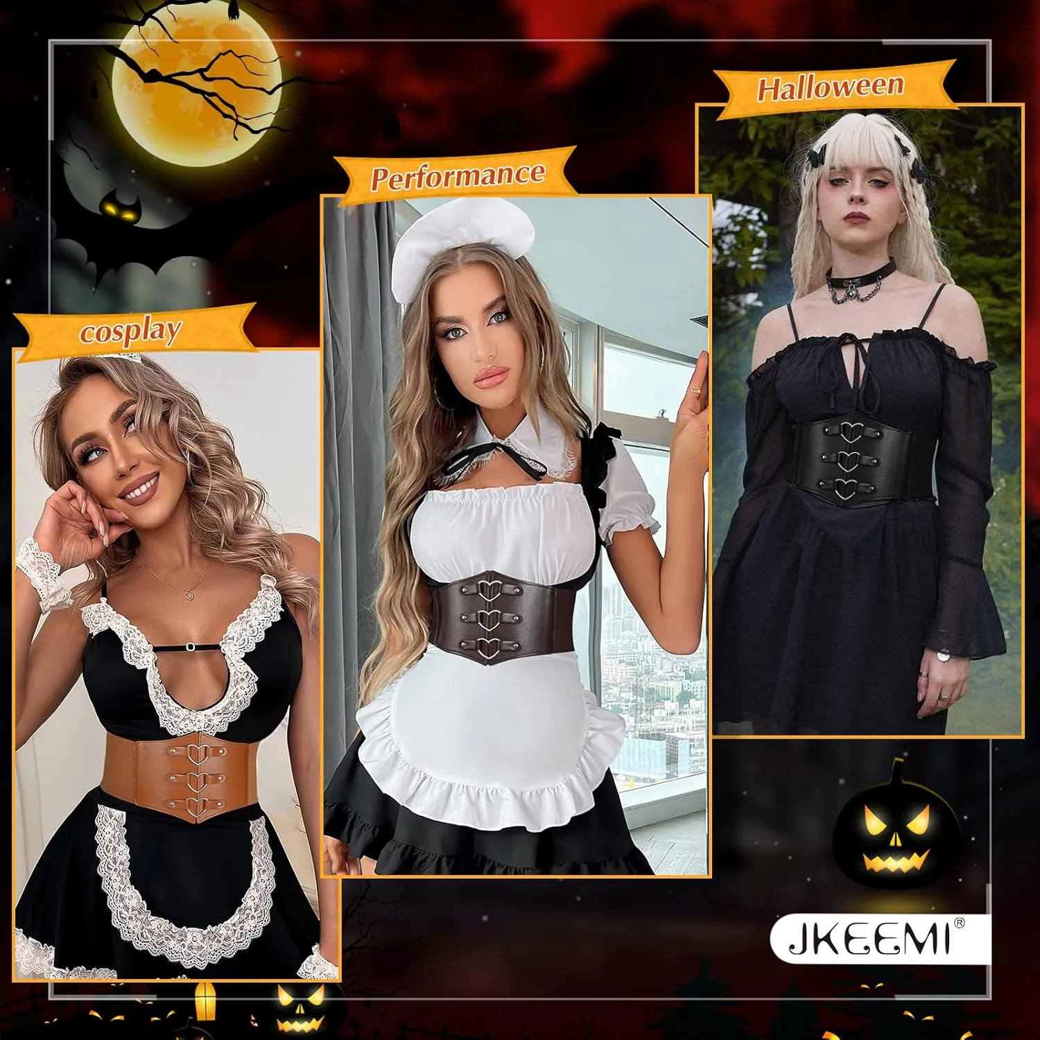 Women Corset Belt Metal O-Ring Heart-Ring Wide Elastic Waspie Waist Belt for Daily Cosplay Halloween Costumes