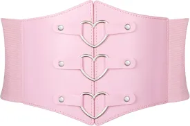 Women Corset Belt Metal O-Ring Heart-Ring Wide Elastic Waspie Waist Belt for Daily Cosplay Halloween Costumes