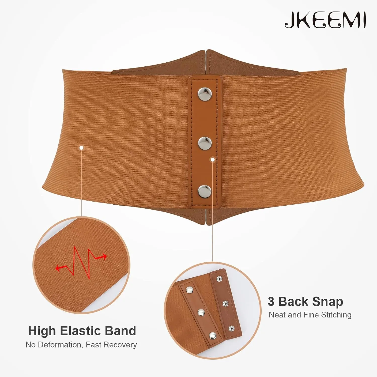 Women Corset Belt Metal O-Ring Heart-Ring Wide Elastic Waspie Waist Belt for Daily Cosplay Halloween Costumes