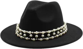 Women's Fedoras Wool Hat Classic Jazz Hat Travel Men's Wild Brim Hat Outdoor 3 Without Chain