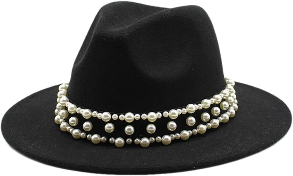 Women's Fedoras Wool Hat Classic Jazz Hat Travel Men's Wild Brim Hat Outdoor 3 Without Chain