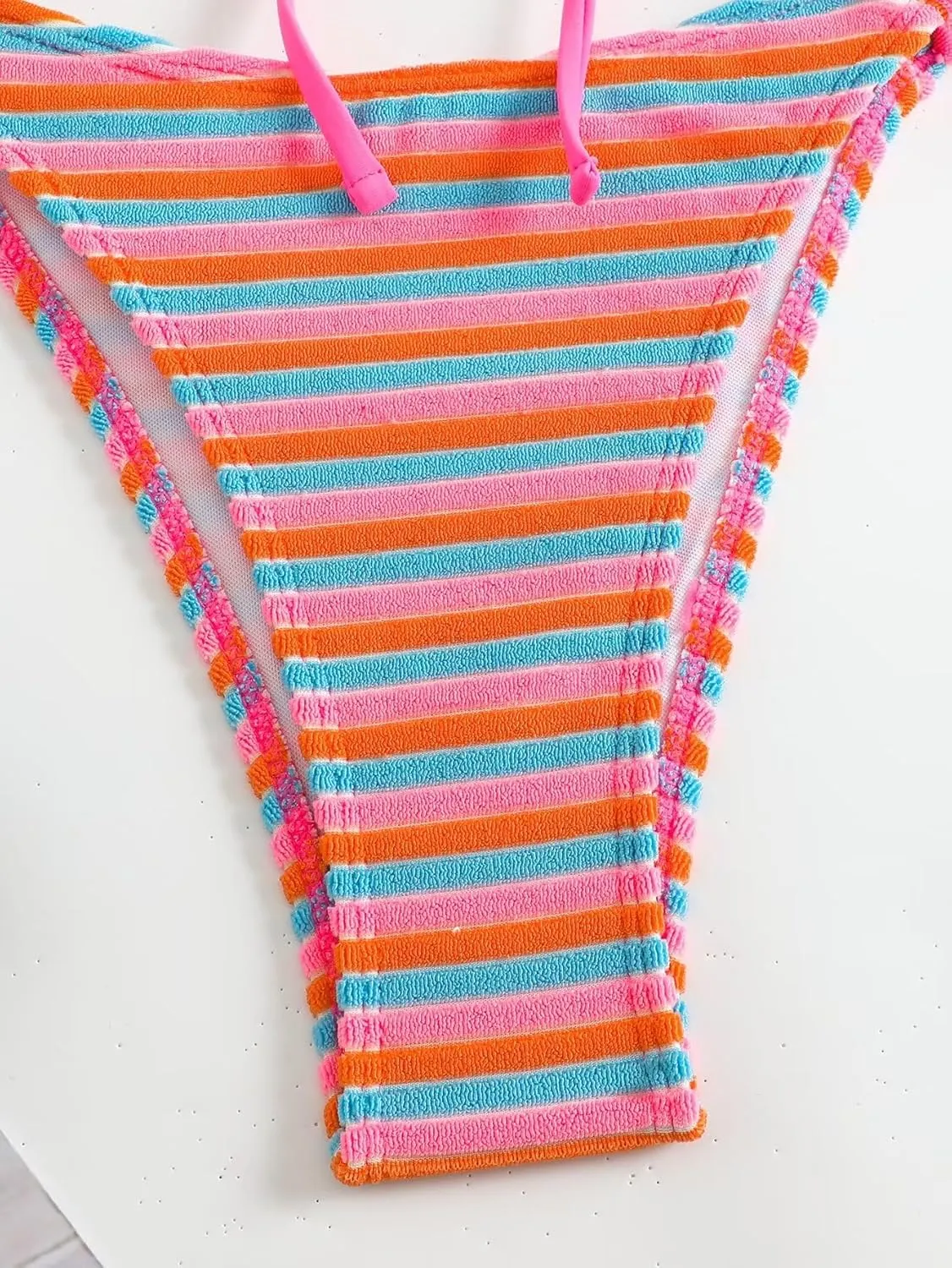 Women's Striped Printed Bandeau Bathing Suit High Waisted Swimsuit Bikini Set