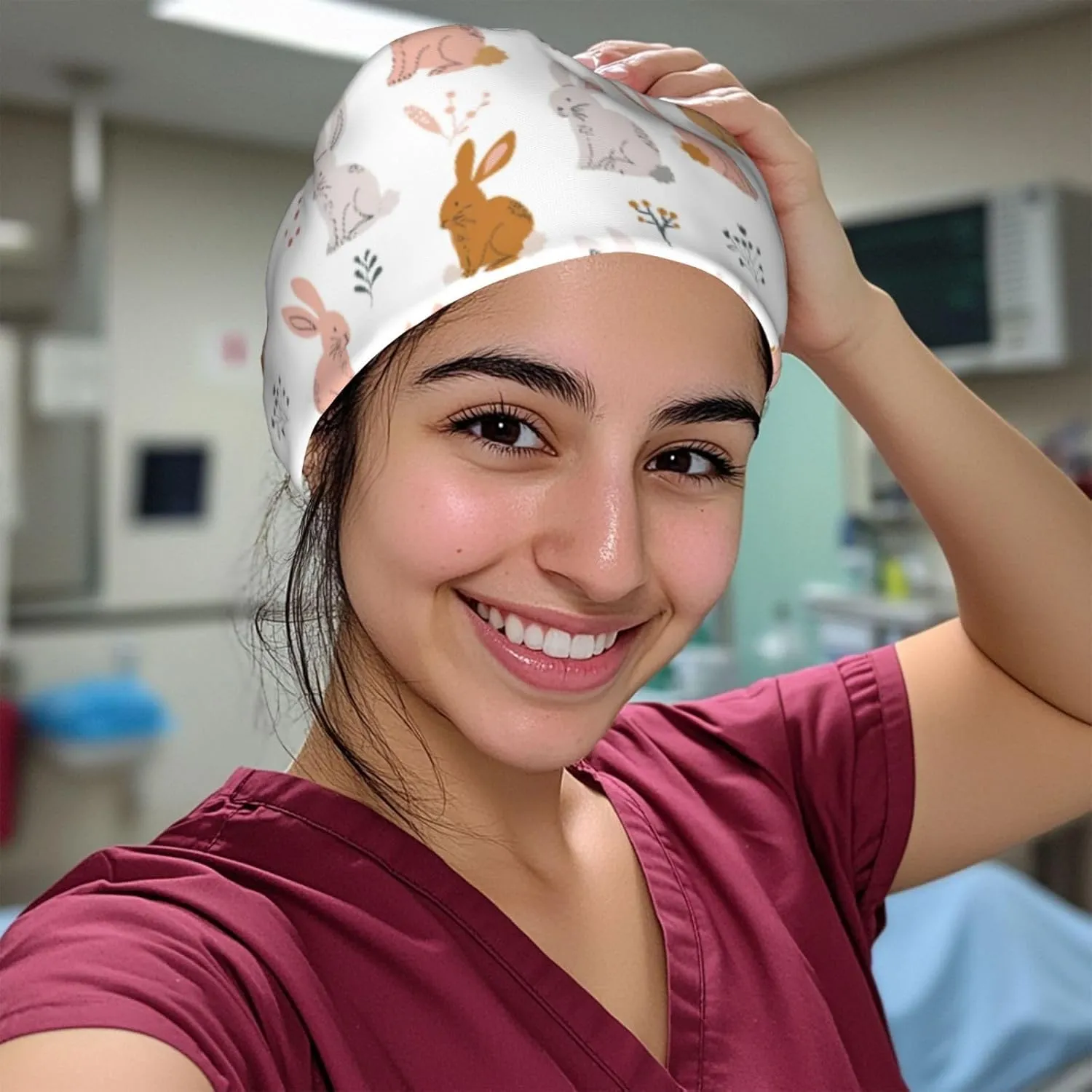 Working Cap Hat with Sweatband Comfortable and Breathable Adjustable Headgear for Men Women Scrub Cap