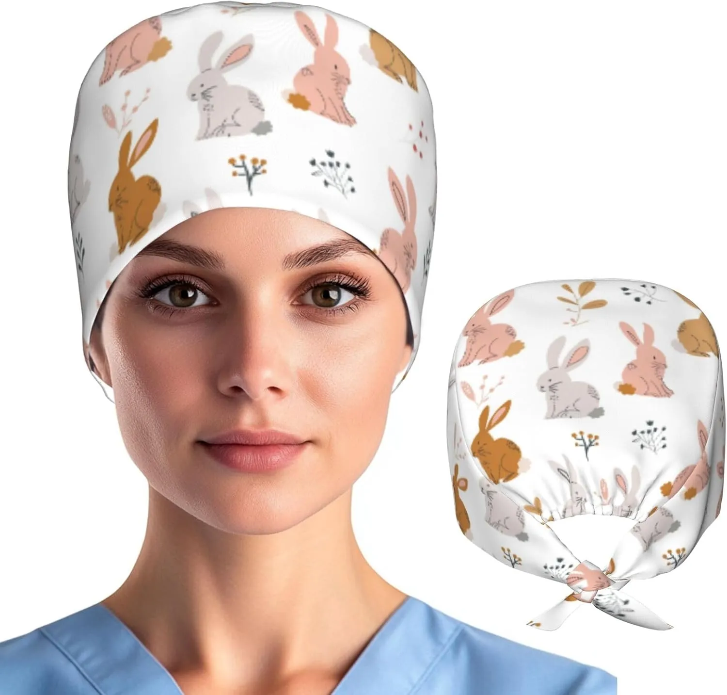 Working Cap Hat with Sweatband Comfortable and Breathable Adjustable Headgear for Men Women Scrub Cap